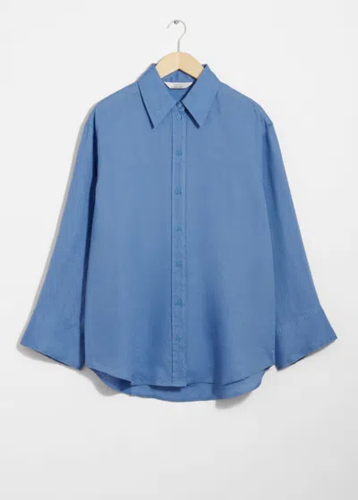 & Other Stories Oversized Linen Shirt In Blue