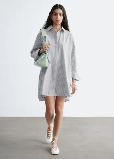 & Other Stories Oversized Shirt Mini Dress In Gray