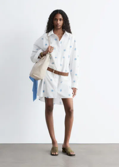 & Other Stories Oversized Shirt Mini Dress In White
