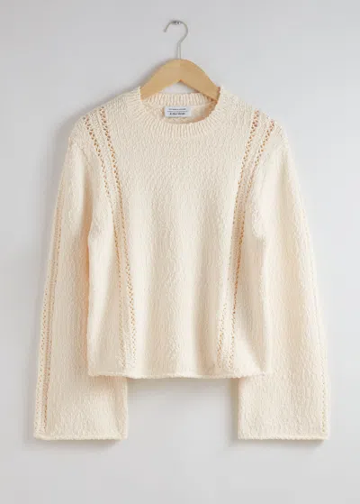 & Other Stories Oversized Textured Sweater In White