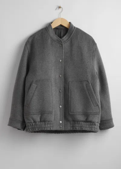 & Other Stories Oversized Wool Jacket In Grey