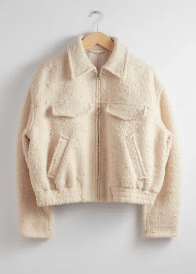 & Other Stories Oversized Zip Jacket In White