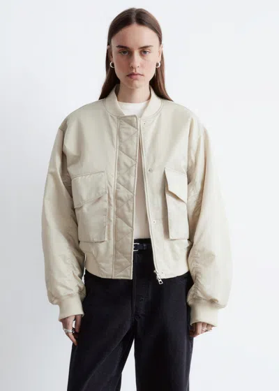 & Other Stories Padded Bomber Jacket In Neutral