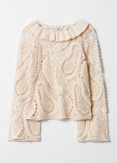 & Other Stories Paisley-crochet Blouse In Beige
