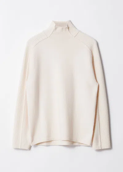 & Other Stories Panelled Wool Turtleneck Jumper In White
