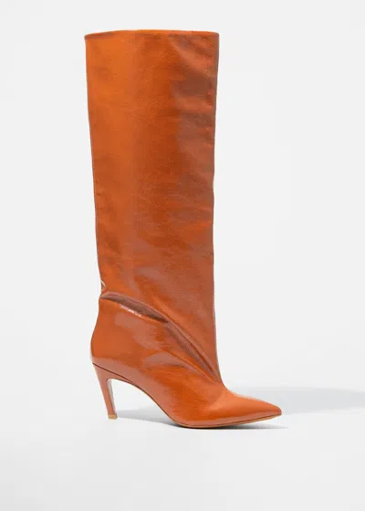 & Other Stories Patent-leather Knee Boots In Yellow