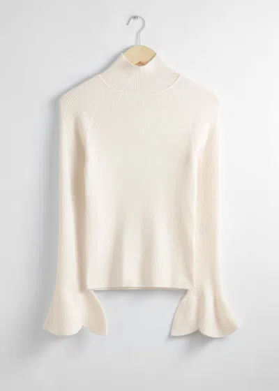 & Other Stories Petal-sleeve Knit Top In Neutral