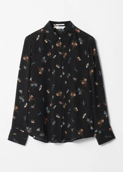 & Other Stories Pintuck-detailed Silk Shirt In Black