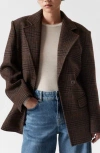 & Other Stories Plaid One-button Blazer In Brown Dark