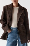 & Other Stories Plaid One-button Blazer In Brown Dark