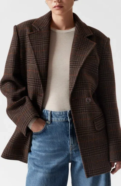 & Other Stories Plaid One-button Blazer In Brown Dark