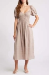 & Other Stories Pleat Detail Cotton Dress In Mole Medium Dusty