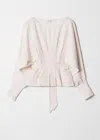 & Other Stories Pleated Boatneck Blouse In Beige