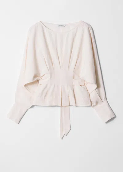 & Other Stories Pleated Boatneck Blouse In Beige