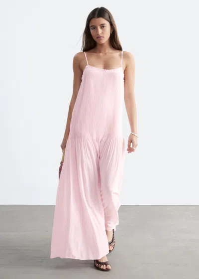 & Other Stories Pleated Bodice Maxi Dress In Pink