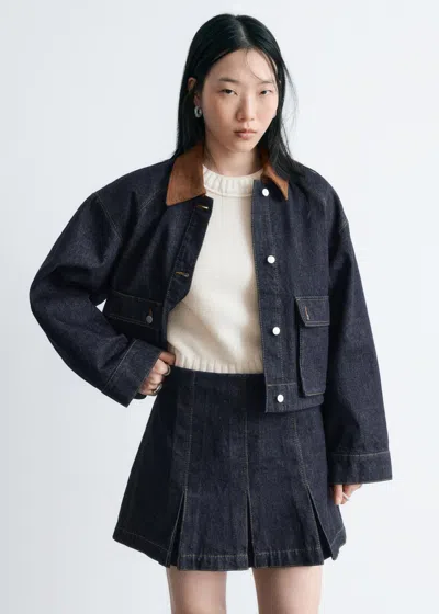& Other Stories Pleated Denim Mini Skirt In Blue