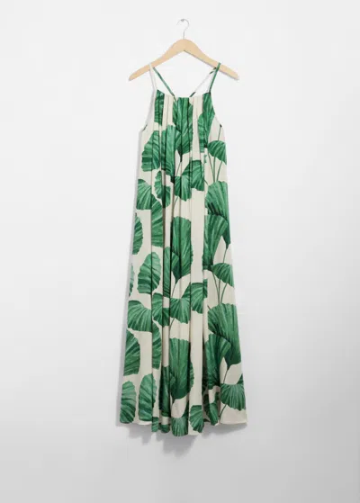 & Other Stories Pleated Halterneck Maxi Dress In White