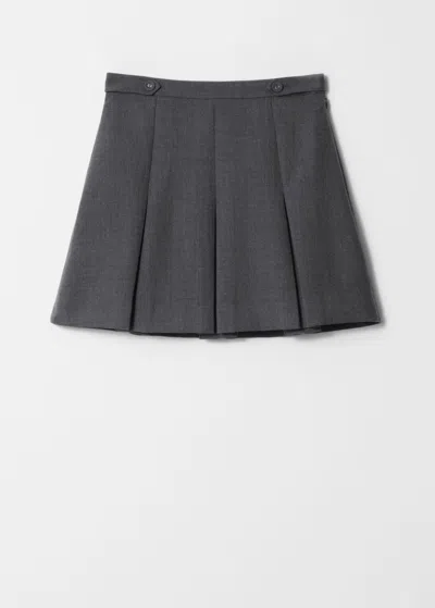 & Other Stories Pleated Herringbone Mini Skirt In Grey