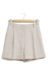 & Other Stories Pleated High Waist Linen Shorts In Beige