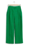& Other Stories Pleated Relaxed Fit Cotton Trousers In Green