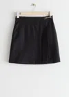 & Other Stories Pleated Wool Mini Skirt In Black