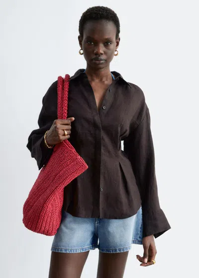 & Other Stories Pleated-waist Linen Shirt In Brown