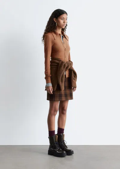 & Other Stories Pointed-collar Jersey Shirt In Brown