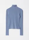 & Other Stories Pointelle-knit Turtleneck Top In Blue
