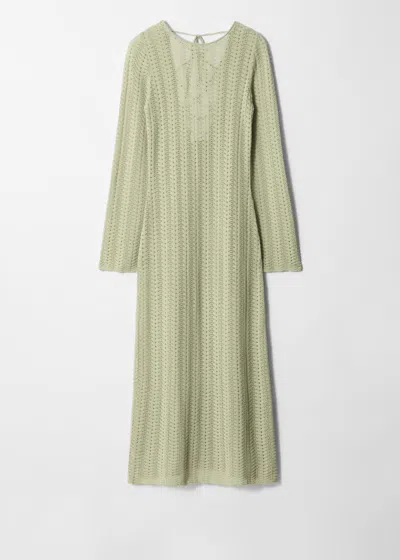 & Other Stories Pointelle-knit Midi Dress In Gray