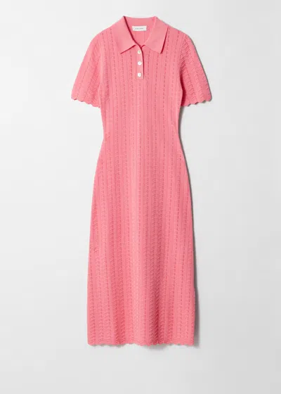 & Other Stories Pointelle-knit Midi Dress In Pink
