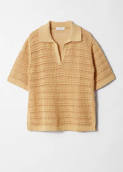 & Other Stories Pointelle-knit Polo Shirt In Brown
