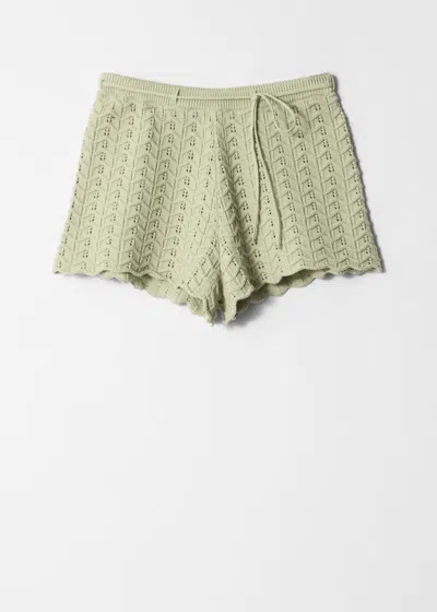 & Other Stories Pointelle-knit Shorts In Green