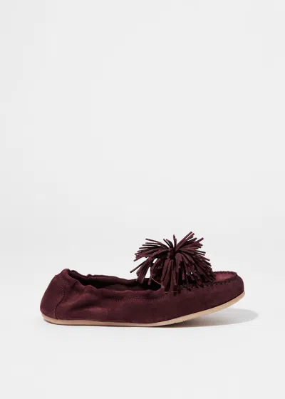 & Other Stories Pompom Suede Loafers In Red