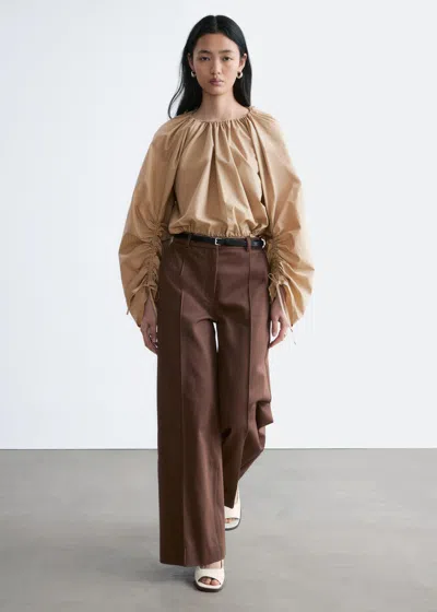 & Other Stories Press-crease Cotton Trousers In Brown