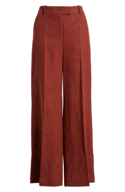 & Other Stories Pressed Crease Wide Leg Linen Trousers