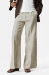 & Other Stories Pressed Crease Wide Leg Linen Trousers In White Dusty Light