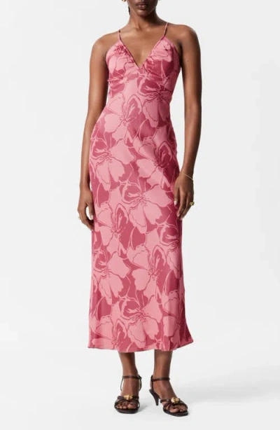 & Other Stories Print Maxi Satin Slipdress In Pink