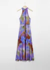 & Other Stories Printed Halterneck Maxi Dress In Blue