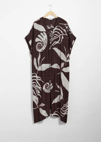 & Other Stories Printed Throw-on Midi Dress In Brown