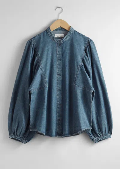 & Other Stories Puff-sleeve Blouse In Blue