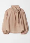 Shop & Other Stories Puff-sleeve Bow-detail Blouse In Beige
