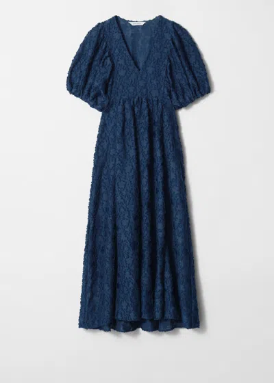& Other Stories Maxi Dress With Volume Sleeves In Blue