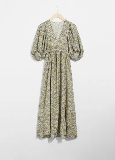 & Other Stories Puff-sleeve Maxi Dress In Purple