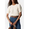& Other Stories Puff Sleeve Sweater In White Dusty Light