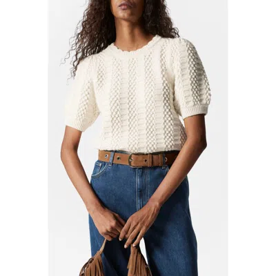 & Other Stories Puff Sleeve Sweater In White Dusty Light