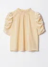 & Other Stories Ruched Puff Sleeve Velvet Top In Beige