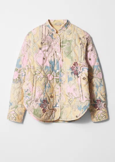 & Other Stories Quilted Stand-collar Jacket In Yellow