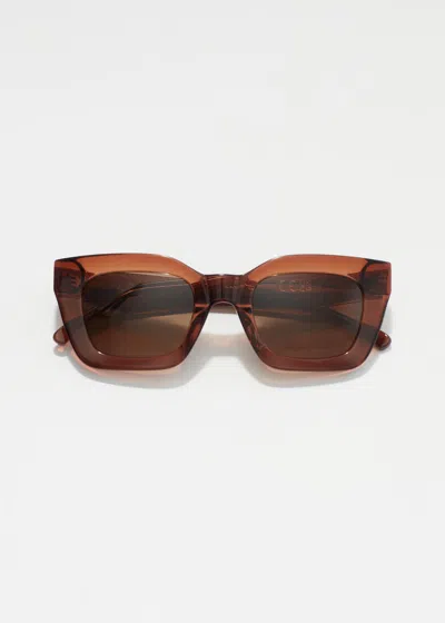 & Other Stories Rectangular-frame Acetate Sunglasses In Brown