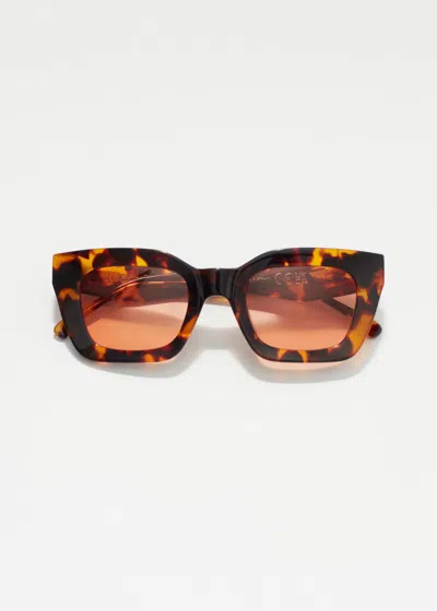 & Other Stories Rectangular-frame Acetate Sunglasses In Burgundy