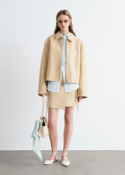 & Other Stories Relaxed Leather Jacket In Nude